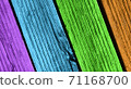 Weathered rainbow colored wooden plank background. Texture with copy space. 71168700