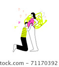 Pregnant woman and happy future father. Husband hugs his wife belly. Baby awaiting illustration. Vector line art abstract trendy poster for reproductive clinics. Maternity parenthood concept 71170392