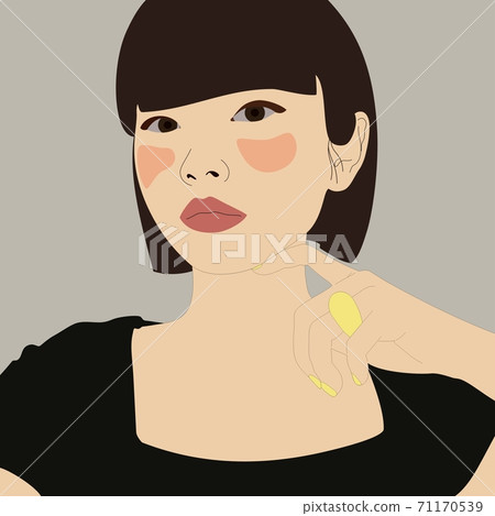 Portrait of a beautiful girl. Young brunette woman. Girl is posing. Fashion and beauty. Vector illustration in flat style. 71170539