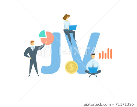 JV, Joint Venture. Concept with keyword, people and icons. Flat vector illustration. Isolated on white. 71171350