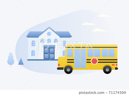 校車和學校矢量圖 校車和學校矢量圖 71174309