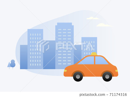 出租車和建築矢量圖 71174316