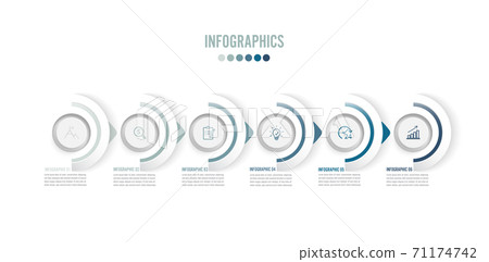 Six paper white overlapping arrows placed in horizontal row. Concept of 8 successive. For content, diagram, flowchart, steps, parts, timeline infographics, workflow layout, chart. Six paper white overlapping arrows placed in horizontal row. Concept of 8 successive. For content, diagram, flowchart, steps, parts, timeline infographics, workflow layout, chart. 71174742