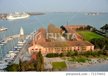 Overlooking the east from the bell tower of the Church of San Giorgio Maggiore, Venice 71174841