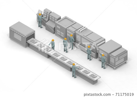 在製造業工作。記住工作。操作機器的人。流程在工廠工作。 71175019