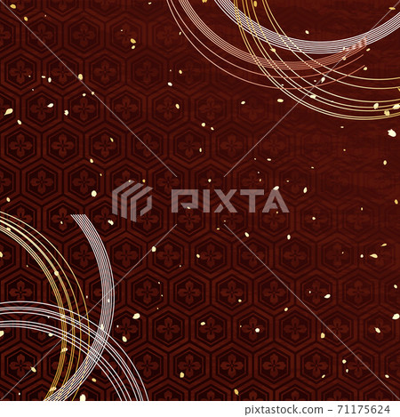 Background illustration of brown Japanese traditional pattern and Mizuhiki decoration 71175624