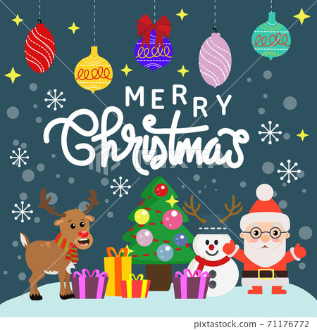 christmas card holiday joy with cartoon element - Stock Illustration ...