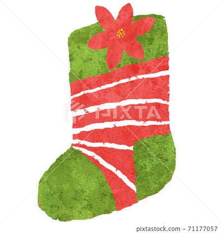 Illustration of socks with watercolor poinsettia Illustration of socks with watercolor poinsettia 71177057