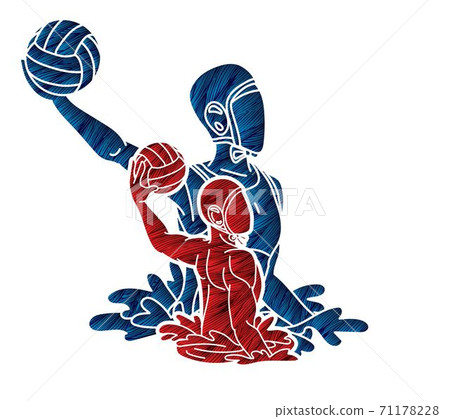 Group of water polo players  action cartoon graphic vector 71178228