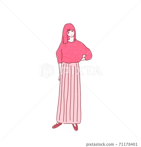 Woman in pink long skirt Woman in pink long skirt 71178401