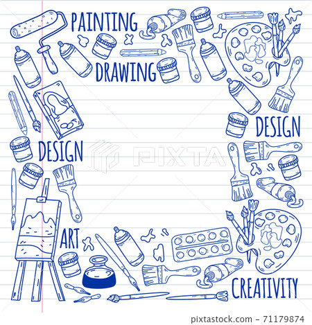 Creativity and imagination. Design college. Online education, internet school. 71179874