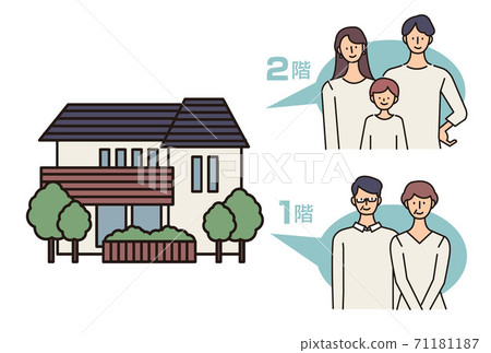 兩戶住宅圖家庭矢量圖 兩戶住宅圖家庭矢量圖 71181187