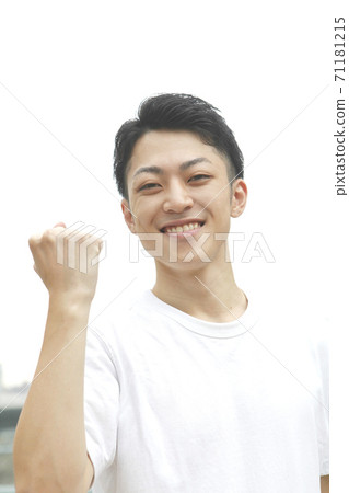 Young man lifestyle image with a good sign of a smile 71181215