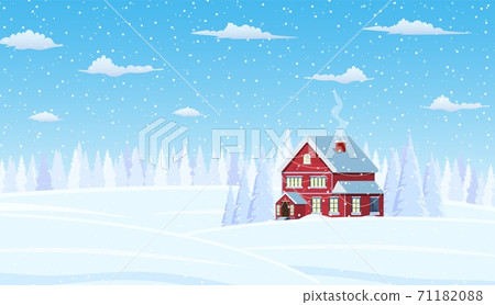 Christmas landscape background with snow and tree 71182088