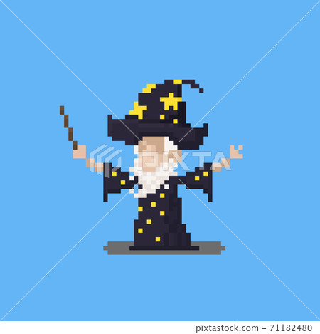 Pixel art cartoon wizard character design. Pixel art cartoon wizard character design. 71182480