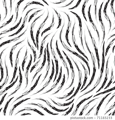 Vector seamless black texture of smooth torn lines isolated on white background. Print for fabric or wrapping paper. Simple ornament of lines. 71183233