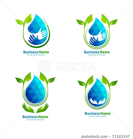 Water Drop, Oil, Gas, Natural green tree of ecology leaf logo template 71183247