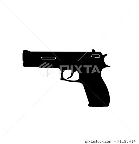 Black silhouette of gun on a white background. Weapons of police and army 71183414