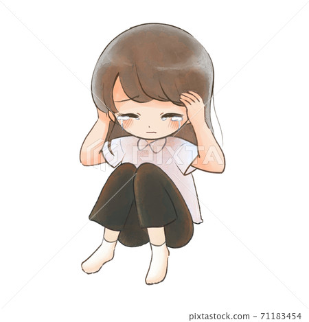 A child who is frightened and crying because of physical education 01 71183454