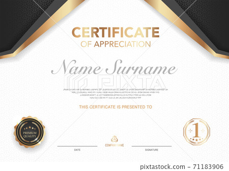 Certificate template black and gold luxury style image. Diploma of geometric modern design. eps10 vector. Certificate template black and gold luxury style image. Diploma of geometric modern design. eps10 vector. 71183906