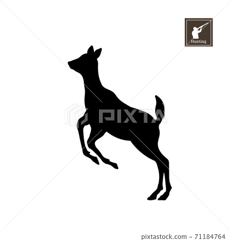 Black silhouette of little deer on white background. Forest animals. Detailed isolated image Black silhouette of little deer on white background. Forest animals. Detailed isolated image 71184764