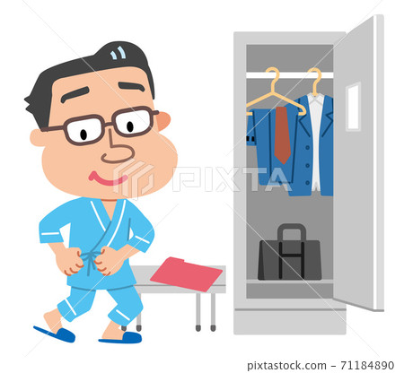 Health check, change of clothes, male illustration 71184890