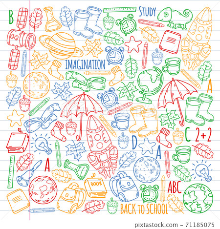 Back To School Background. Back to school super shopping. Super sale. Vector illustration. Pattern of welcome back to school. Back To School Background. Back to school super shopping. Super sale. Vector illustration. Pattern of welcome back to school. 71185075