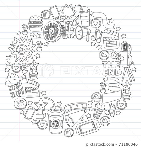 Cinema, movie. Vector film symbols and objects 71186040