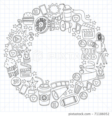 Cinema, movie. Vector film symbols and objects 71186052