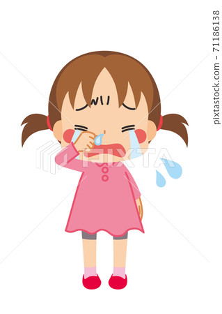 A pretty girl with a runny nose and crying 71186138