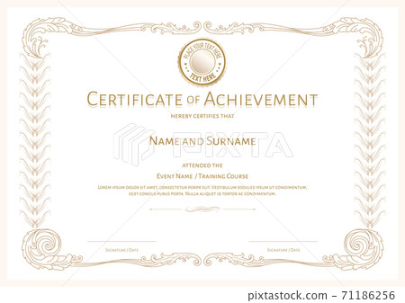 Luxury certificate template with elegant border frame, Diploma design for graduation or completion 71186256