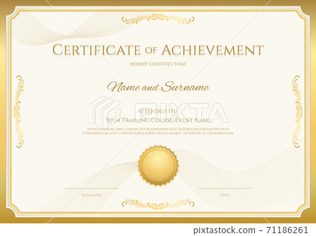 Luxury certificate template with elegant border frame, Diploma design for graduation or completion 71186261