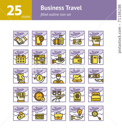 Business Travel filled outline icon set. Vector and Illustration. Business Travel filled outline icon set. Vector and Illustration. 71186286