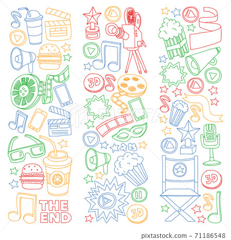 Cinema, movie. Vector film symbols and objects Cinema, movie. Vector film symbols and objects 71186548