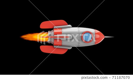 3D Rendering Rocket Space Ship isolated on black background 71187070
