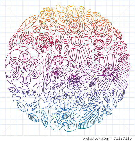 Flowers vector pattern. Background for wedding design, coloring page, book. Flowers vector pattern. Background for wedding design, coloring page, book. 71187110