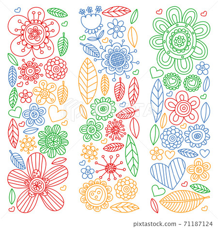 Flowers vector pattern. Background for wedding design, coloring page, book. Flowers vector pattern. Background for wedding design, coloring page, book. 71187124