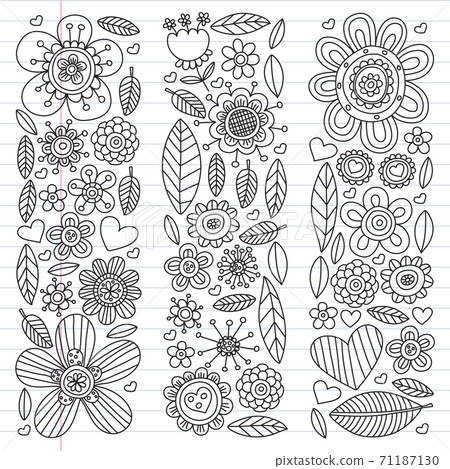 Flowers vector pattern. Background for wedding design, coloring page, book. Flowers vector pattern. Background for wedding design, coloring page, book. 71187130