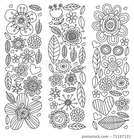 Flowers vector pattern. Background for wedding design, coloring page, book. Flowers vector pattern. Background for wedding design, coloring page, book. 71187135