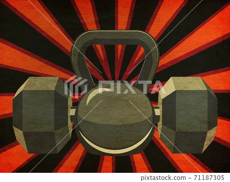 Dumbbells and kettlebell grunge retro design-插圖素材 [71187305] - PIXTA圖庫