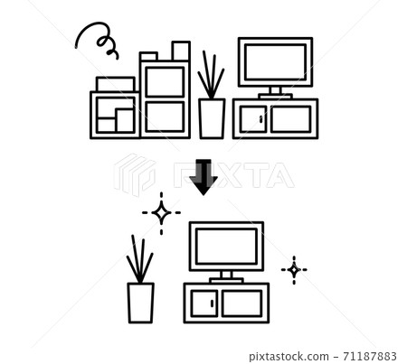 一套用於裁剪,整理和清潔的插圖/未使用的物品/常規清潔/組織/室內/房間/回收/清潔 一套用於裁剪,整理和清潔的插圖/未使用的物品/常規清潔/組織/室內/房間/回收/清潔 71187883
