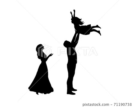 Silhouettes mother and father throws daughte up Silhouettes mother and father throws daughte up 71190738