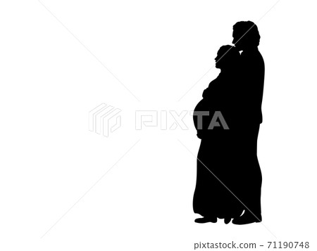 Silhouette young couple expecting baby 71190748
