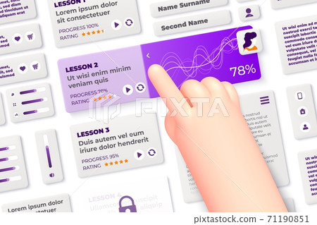 Vector cartoon hand in online school with lessons Vector cartoon hand in online school with lessons 71190851