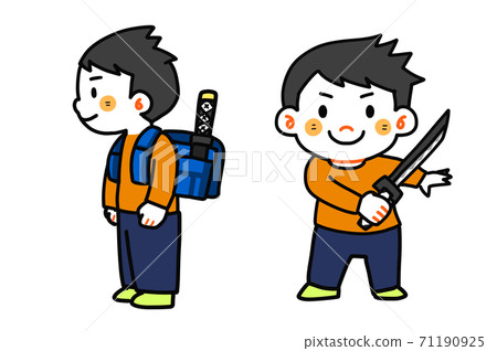 A child boy posing with a sword A child boy posing with a sword 71190925