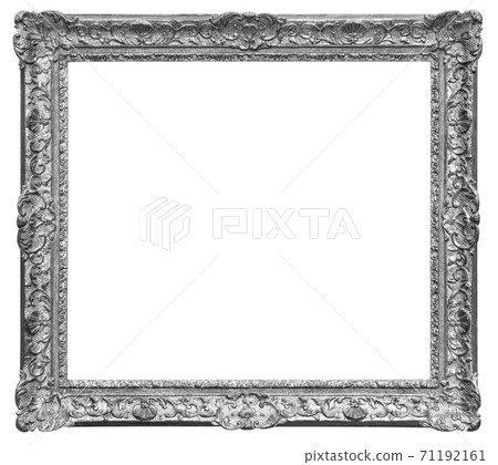 Old square silver wooden frame isolated on the white background 71192161