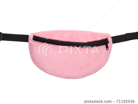 Pink belt bag isolated on white background. Close-up. Pink belt bag isolated on white background. Close-up. 71195036