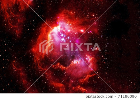 Red galaxy with stars and nebulae. Elements of this image furnished by NASA were. 71196090