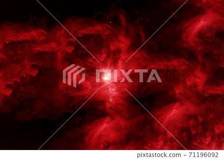 Red galaxy with stars and nebulae. Elements of this image furnished by NASA were. 71196092