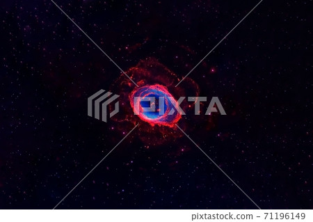 Red galaxy with stars and nebulae. Elements of this image furnished by NASA 71196149